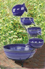 Creative Energy Technologies Inc: Glazed Cobalt Blue 4-Tier Solar Cascade Fountain