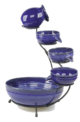 Creative Energy Technologies Inc: Glazed Cobalt Blue 4-Tier Solar Cascade Fountain