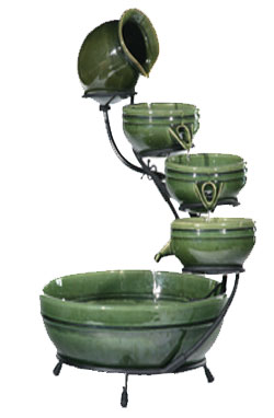 Creative Energy Technologies Inc: Glazed Green 4-Tier Solar Cascade Fountain