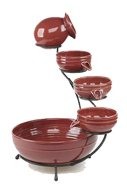 Creative Energy Technologies Inc: Glazed Red 4-Tier Solar Cascade Fountain