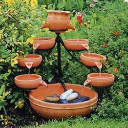 Creative Energy Technologies Inc: Duo Terracotta 4-Tier Solar Cascade Fountain