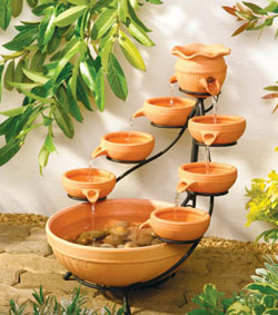 Creative Energy Technologies Inc: Duo Terracotta 4-Tier Solar Cascade Fountain