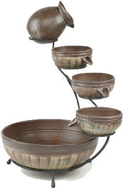 Creative Energy Technologies Inc: Antique Brown 4-Tier Solar Cascading Fountain