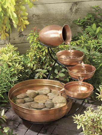 Creative Energy Technologies Inc: Copper 4-Tier Solar Cascade Fountain