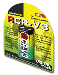 AccuPower RCR-V3 Lithium-Ion, Rechargeable CR-V3 Battery and Charger